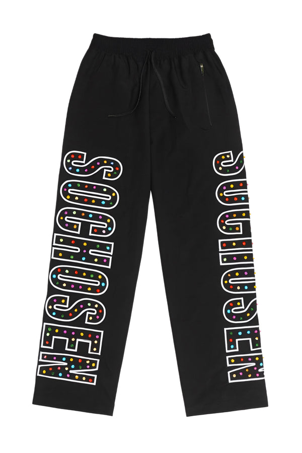 Rhinestone Nylon Pants
