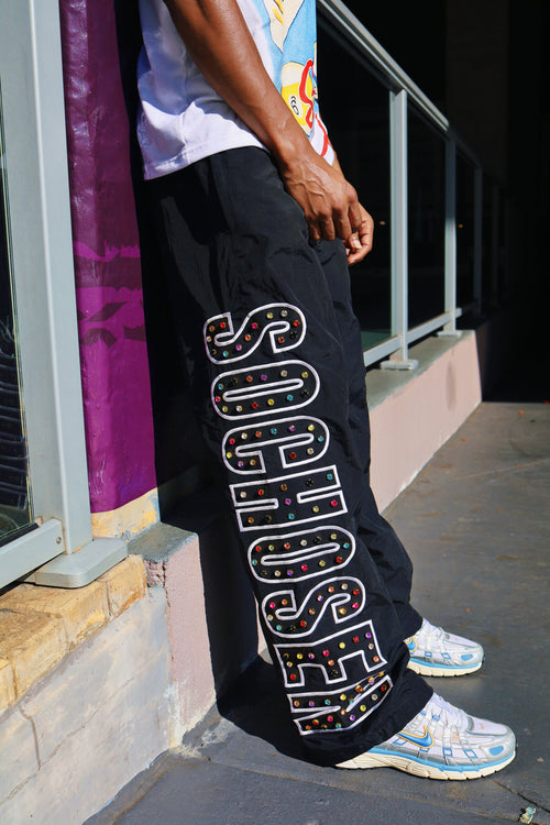 Rhinestone Nylon Pants