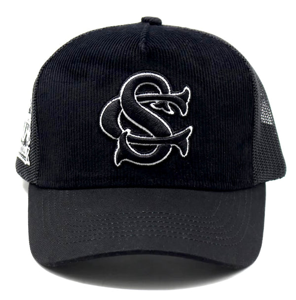 Black Corduroy Trucker Hat